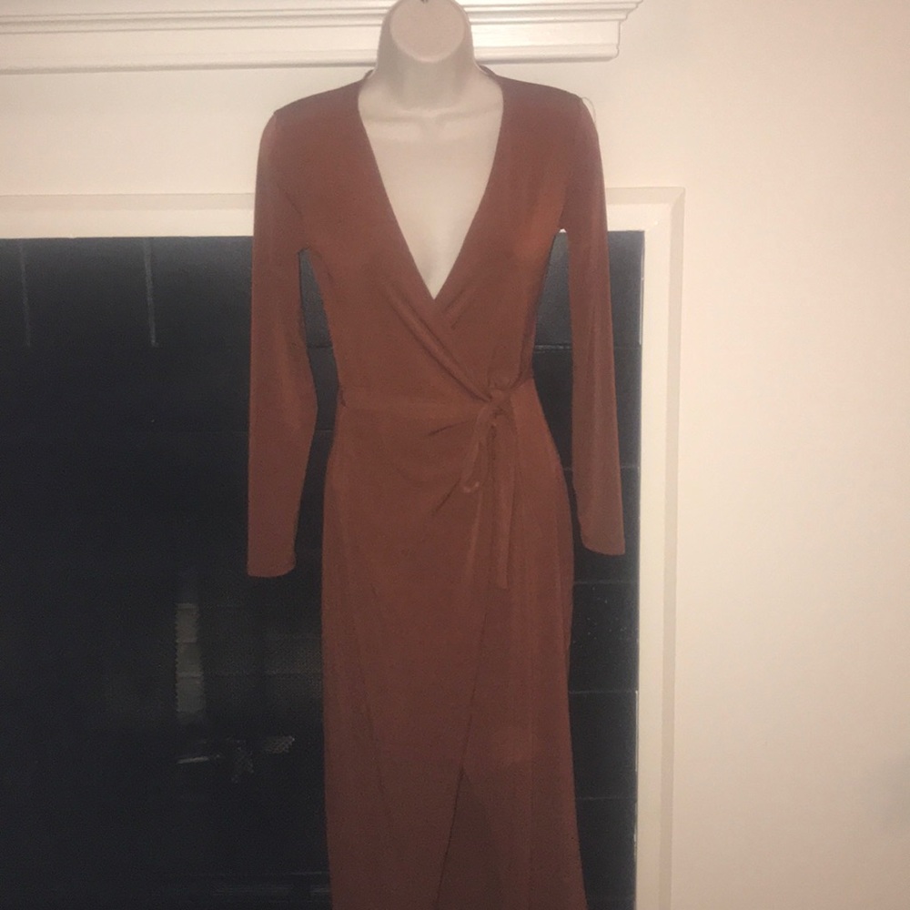 Rust colored wrap dress